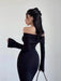 Chic Winter Elegance: Off-Shoulder Korean Maxi Dress in Black