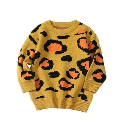 Wild Chic Leopard Print Sweater for Girls 24M to 6 Years - Trendy Cozy Pullover for Fall/Winter