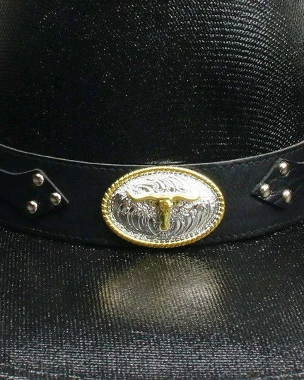 Classic Waterproof Cowboy Hat with Unique Cowhead Detail - Trendy Straw Sun Protection Accessory