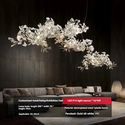 Ginkgo Leaf Combination Chandelier - Loft & Staircase