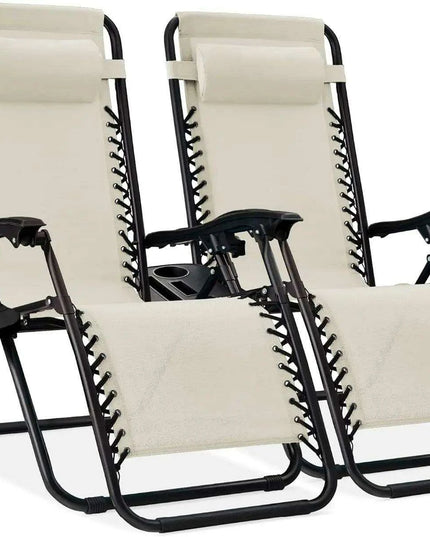 Luxury Zero Gravity Lounge Chairs Set with Accessories in Elegant Black