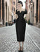 Square Neck Button-Front Short Sleeve Dress