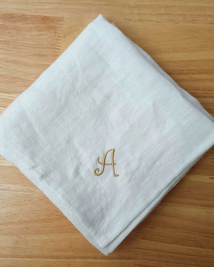 Custom Embroidered Linen Napkin Set - Luxurious Monogrammed Elegance for Any Event