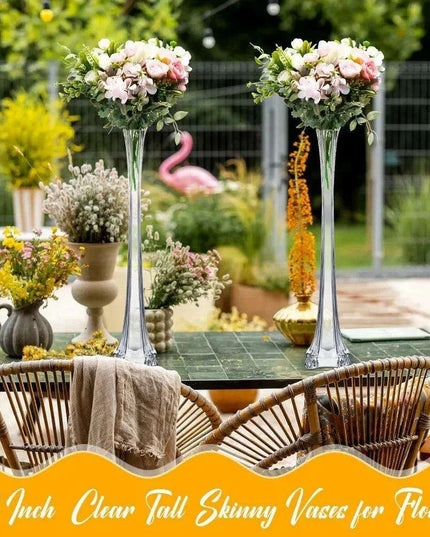 Elegant Clear Eiffel Tower Glass Vases Set - Pack of 10