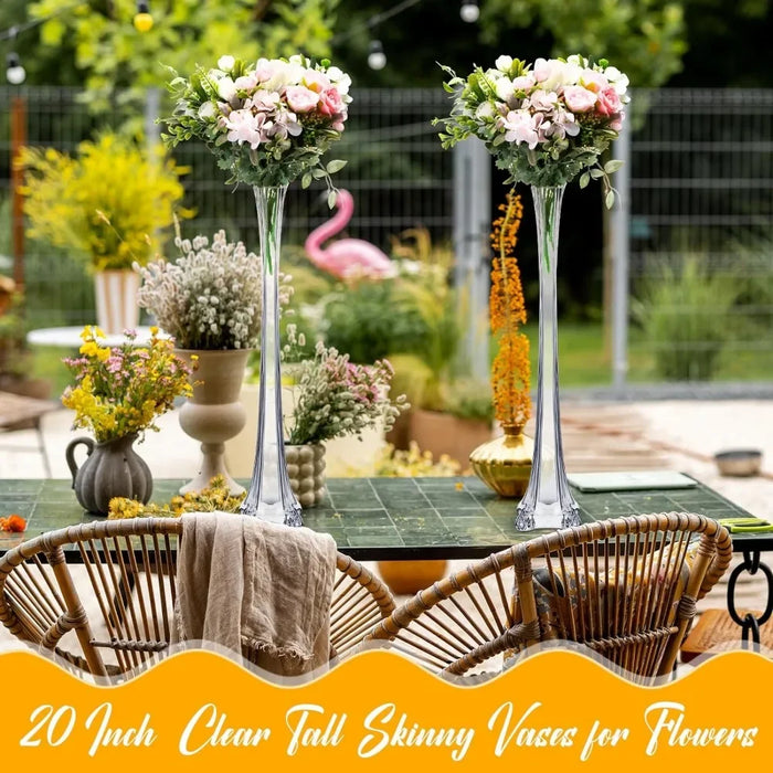 20-Inch Clear Tall Skinny Vases - Set of 10