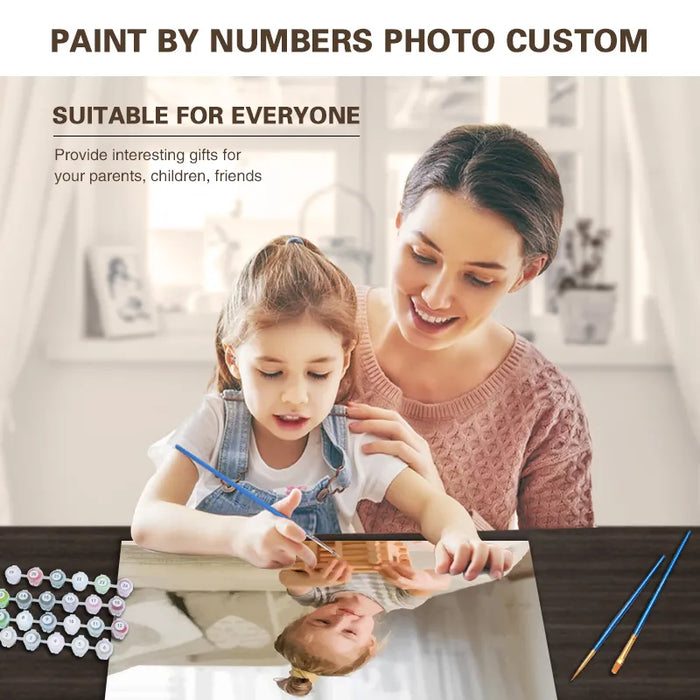 Custom Family Portrait Painting Kit with Personalized Photo | Oil Paint by Numbers Set with 24/36 Vibrant Colors