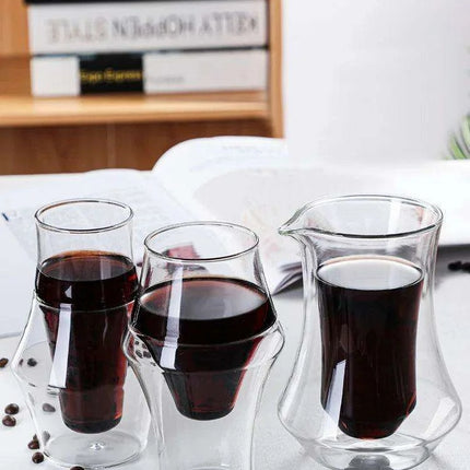 Artisan Japanese Double Insulated Coffee Glass Mug