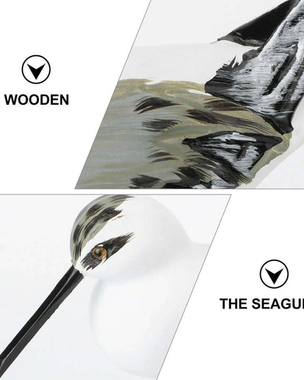 Coastal Bliss Wooden Seabird Figurine Set - Elegant Nautical Accents for Beachy Home Interiors