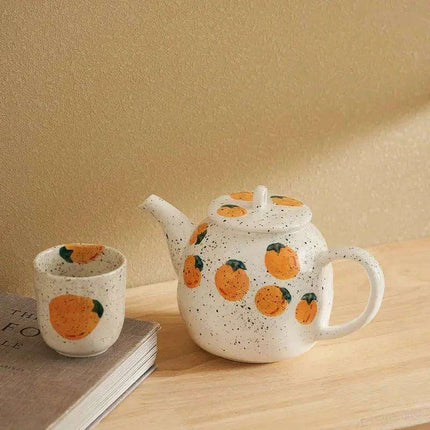 Artisan Japanese Tea Ceremony Set for One - Hand-Painted Teapot and Water Pot Duo