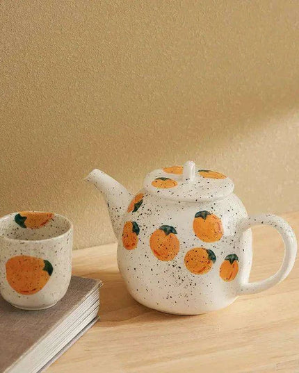 Artisan Japanese Tea Ceremony Set for One - Hand-Painted Teapot and Water Pot Duo