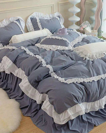 Sumptuous Korean-Style Washed Cotton Bedding Ensemble with Elegant Envelope Pillowcase Design