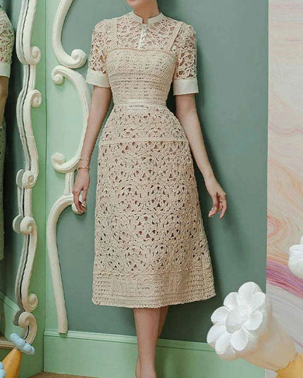 High Waist Lace Floral Evening Gown for Women