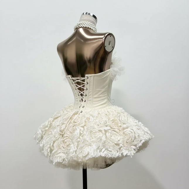 Women’s 2026 Floral Tulle Corset Ballet Dress Strapless Tiered Ruffle Lace-Up Spring Summer Beach Party Evening Dress women-s-2026-floral-tulle-corset-ballet-dress-strapless-tiered-ruffle-lace-up-spring-summer-beach-party-evening-dress