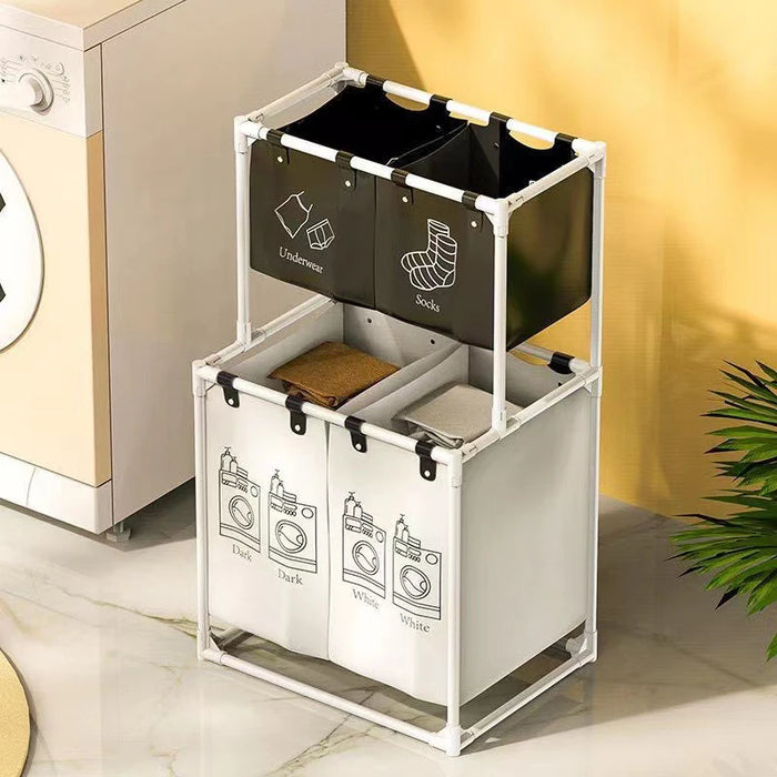 Monochrome Laundry Basket Organizer with Effortless Assembly - Choose from 2 Sizes