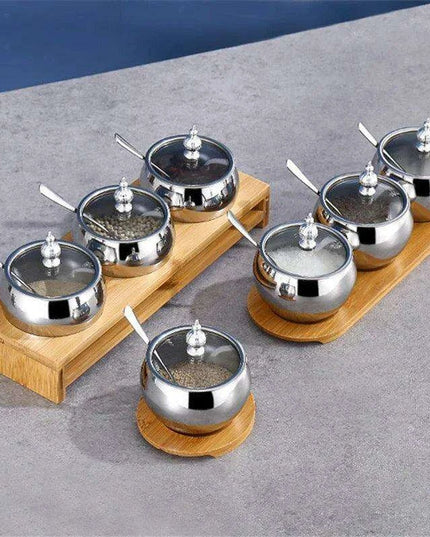 Stainless Steel Spice Storage and Oil Sprayer Set - Essential Organizer for Culinary Lovers