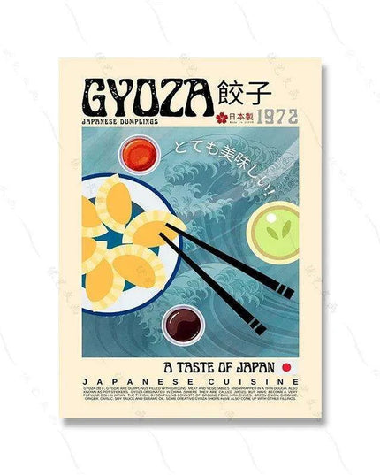 Asian Gourmet Canvas Art: Stunning Illustrations of Ramen, Sushi, and Dumplings for a Stylish Kitchen