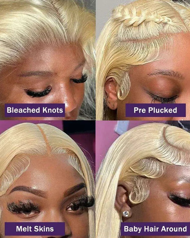 Blonde 613 Luxe Human Hair Lace Front Wig - Elegant and Timeless Hairpiece