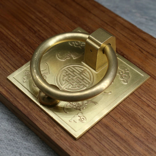 Chinese Style Vintage Brass Bat Door Handle Window Wood Door Retro Kno