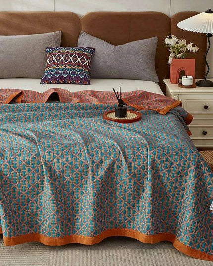 Dreamy Cotton Jacquard Blanket Set - Perfect All-Season Comfort and Style
