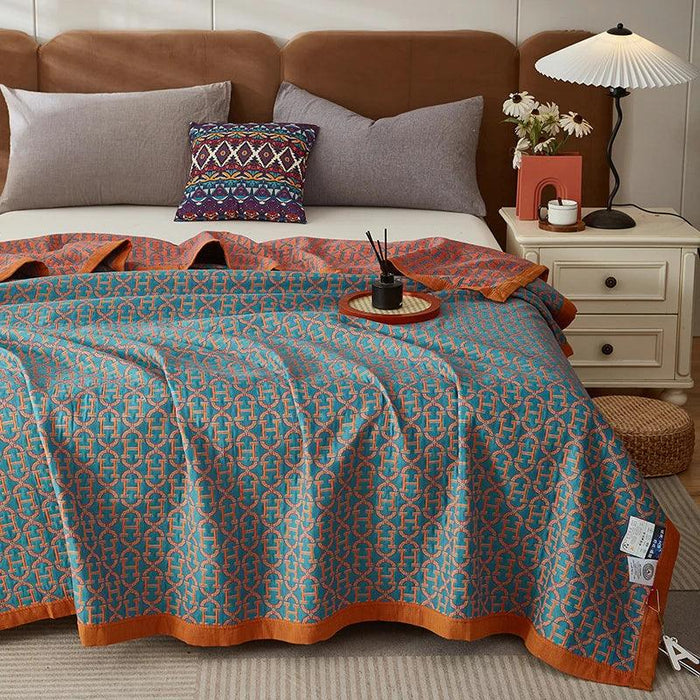 Dreamy Cotton Jacquard Blanket Set - Perfect All-Season Comfort and Style