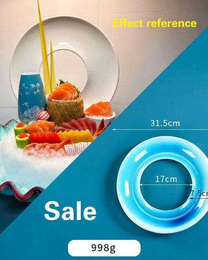 Japanese Elegance Circular Serving Tray - Sophisticated Sushi Display for Luxurious Dining