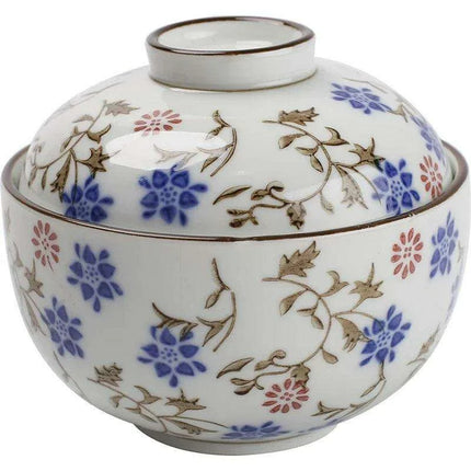 Exquisite Hand-Painted Japanese Porcelain Stew Bowl Set with Lids