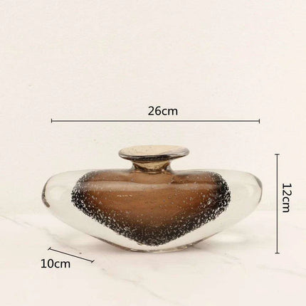 Brown Glazed Glass Vase with Bubble Pattern - Versatile Home Decor Accent for Flowers & Terrariums