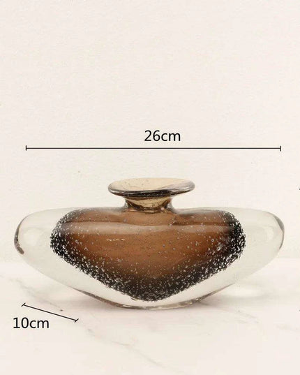 Brown Glazed Glass Vase with Bubble Pattern - Versatile Home Decor Accent for Flowers & Terrariums