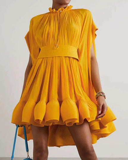 Pleated Lace-Up Evening Dress for Women