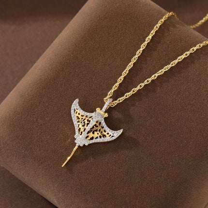 Creative Two-Color Devilfish Pendant Necklace Made of Copper. Batfish Necklace Suitable for Daily Casual and Ocean Style Outfits creative-two-color-devilfish-pendant-necklace-made-of-copper-batfish-necklace-suitable-for-daily-casual-and-ocean-style-outfits
