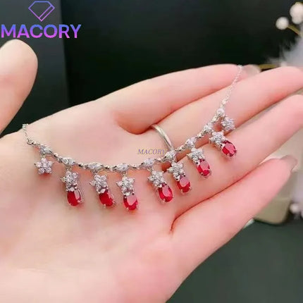 New Natural Ruby Necklace 925 Sterling Silver High Jewelry Contains Certificate 4x6mm Certified new-natural-ruby-necklace-925-sterling-silver-high-jewelry-contains-certificate-4x6mm-certified