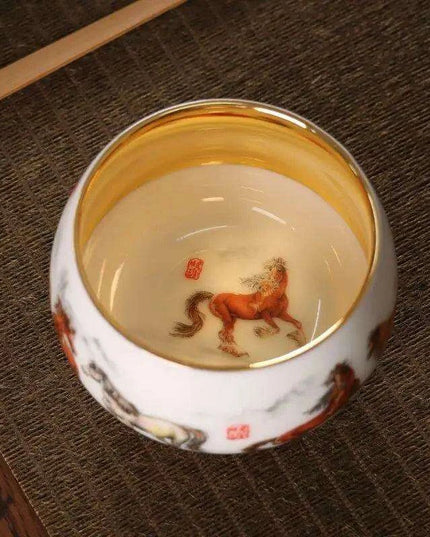 Chic Blue and White Enamel Ceramic Tea Cup Collection - Elevate Your Tea Experience