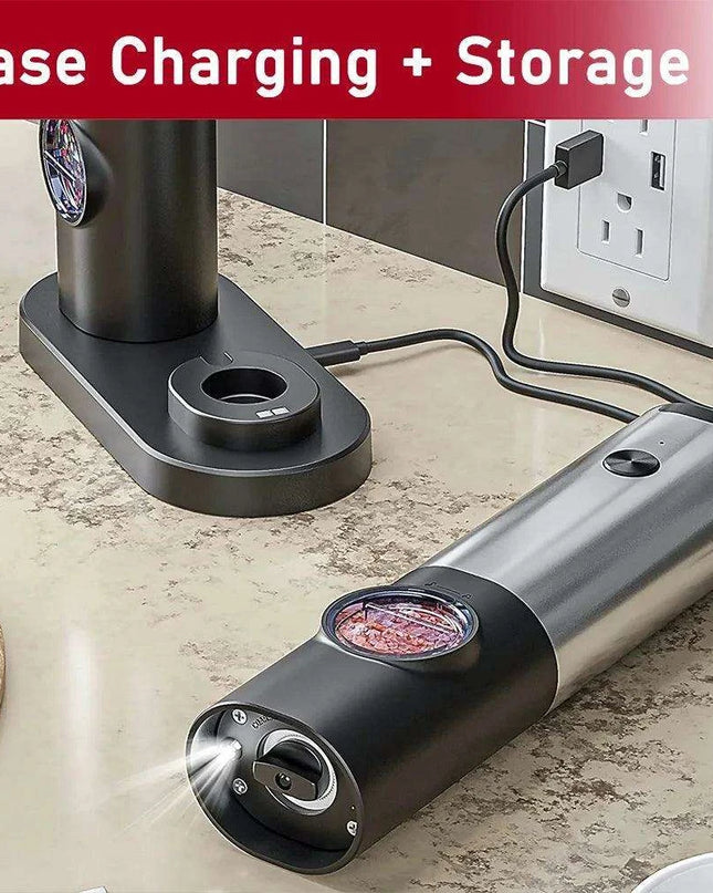 One-Handed USB Rechargeable Electric Spice Grinder Set with Adjustable Coarseness