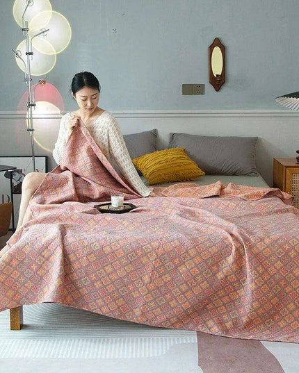 Dreamy Cotton Jacquard Blanket Set - Perfect All-Season Comfort and Style