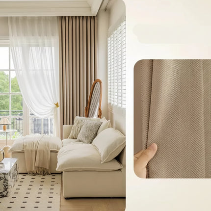 Luxury Cream Chenille Jacquard Curtains – Custom Size