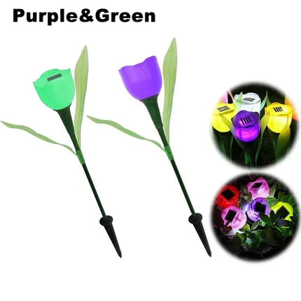 Solar LED Tulip Garden Lights — Waterproof Outdoor Pathway Decor