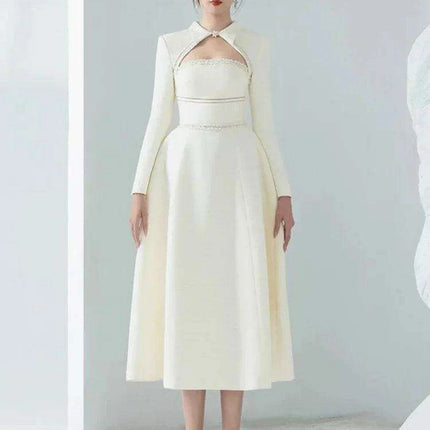 Elegant Strapless Cut-Out Evening Gown with Luxurious Diamond Details