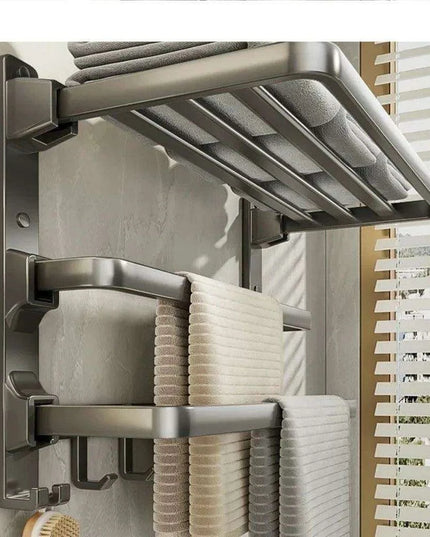 Modern Gunmetal Gray Space Aluminum Triple Fold Towel Rack