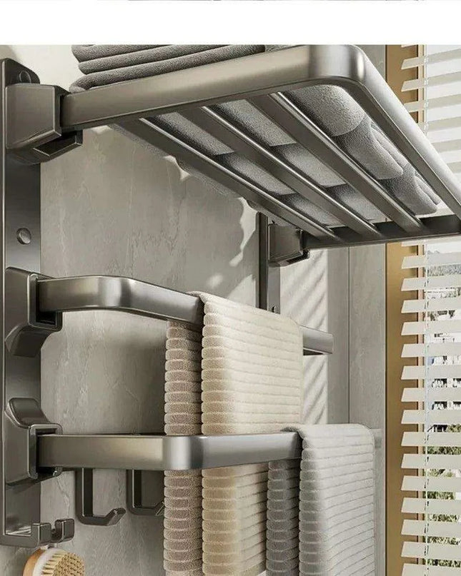 Modern Gunmetal Gray Space Aluminum Triple Fold Towel Rack