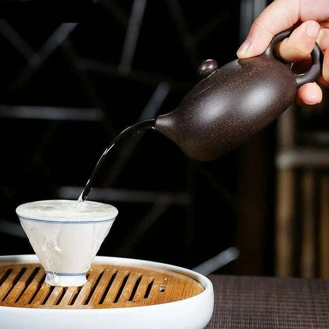 Elegant Handcrafted Yixing Purple Clay Teapot – 150ml Xishi Kettle for Oolong & Dahongpao Tea