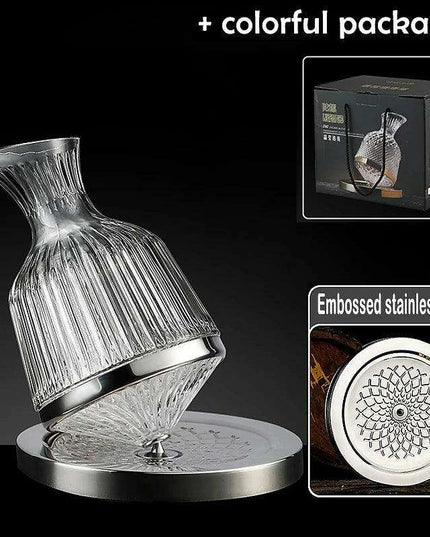 Elegant Rotating Crystal Wine Decanter Set for Optimal Aeration
