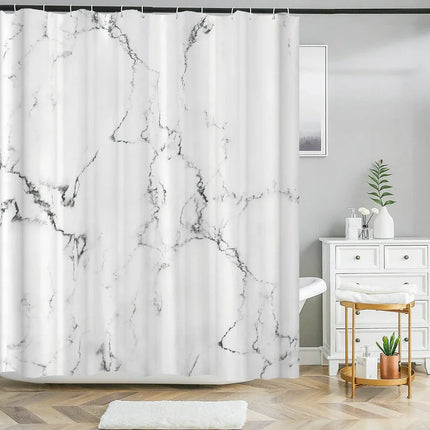 Waterproof Polyester Shower Curtain with Hooks