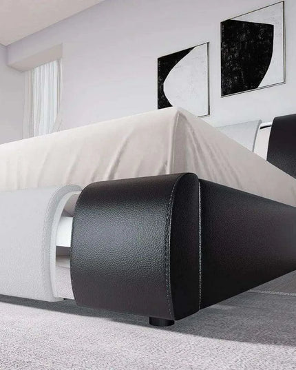 Elegant Leatherette Platform Bed with Customizable Headboard and Sturdy Support Slats