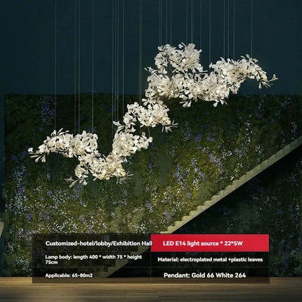 Ginkgo Leaf Combination Chandelier - Loft & Staircase