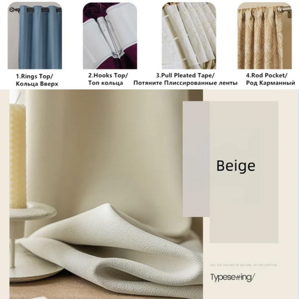 Byetee 310cm Thermal Insulated Blackout Curtains - Room Darkening, 70-