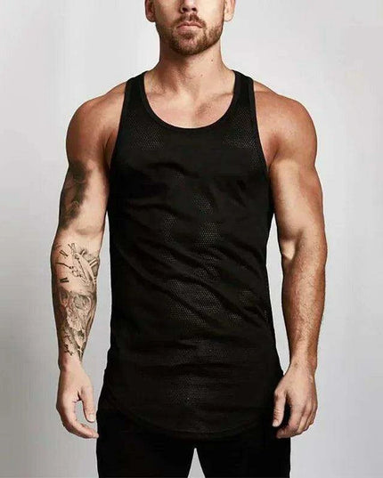 Men's Cool-Dry Mesh Gym Tank - Sleek Sleeveless Bodybuilding Vest for Summer