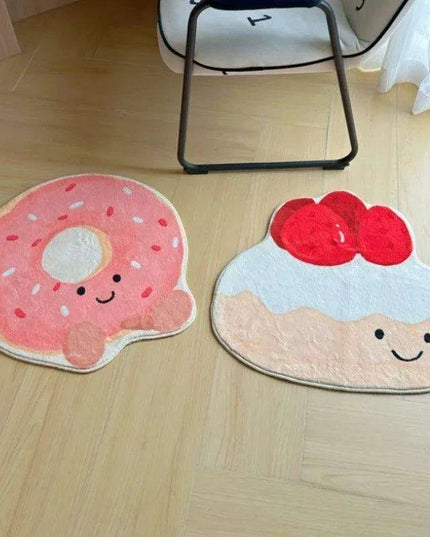 Whimsical Pink Donut Area Rug - Playful Decor for Kids' Spaces