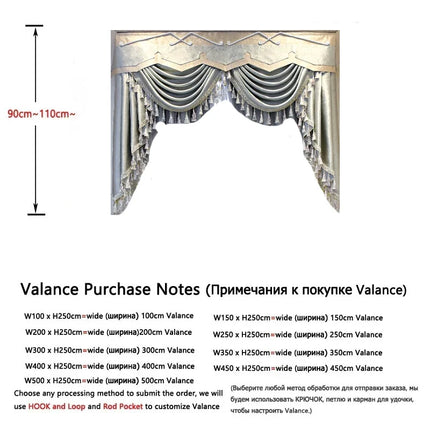 BUY YEAR Luxury Chenille Embroidery Grey Valance Curtains - Blackout &
