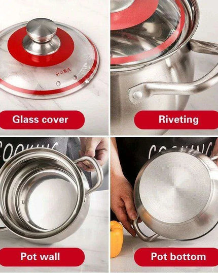 Versatile 304 Stainless Steel Large Soup Pot - Perfect for Gas and Induction Cooking