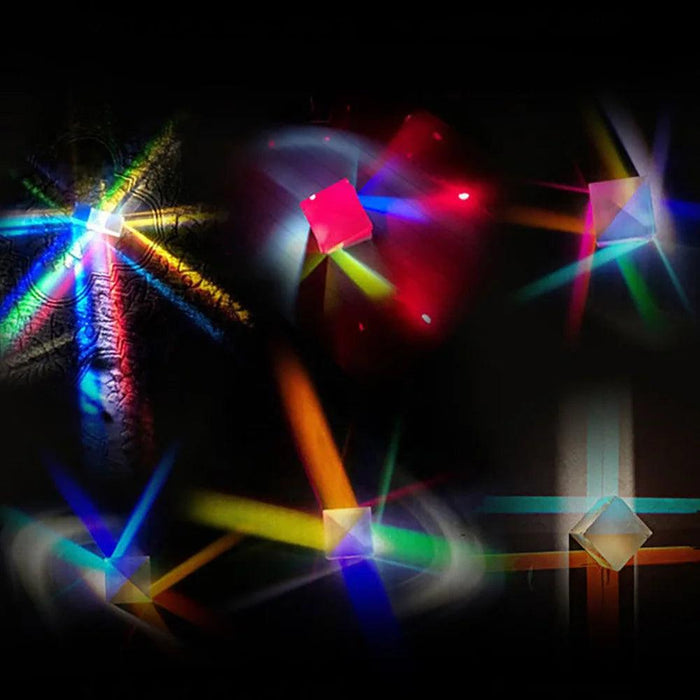 Colorful Mini Optical Glass X-Cube Prism - Engaging Physics Toy for Young Minds